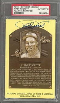 Kirby Puckett Signed Yellow Hall of Fame Plaque Postcard – PSA/DNA Authentic